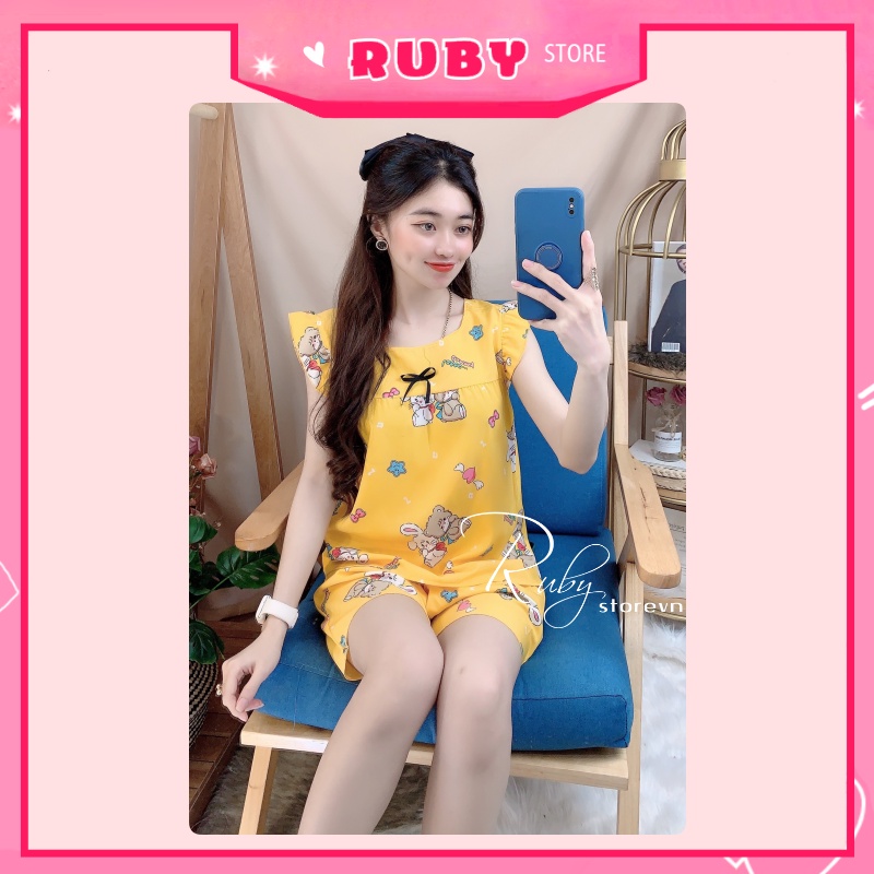 Đồ bộ nữ mặc nhà chất kate mềm mịn họa tiết dễ thương Free Size Dưới 47kg ❤ Rubystorevn