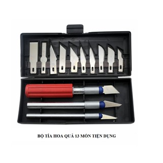 [Gagonho] bộ tỉa hoa quả đa năng 13 chi tiết, chất liệu thép không gỉ