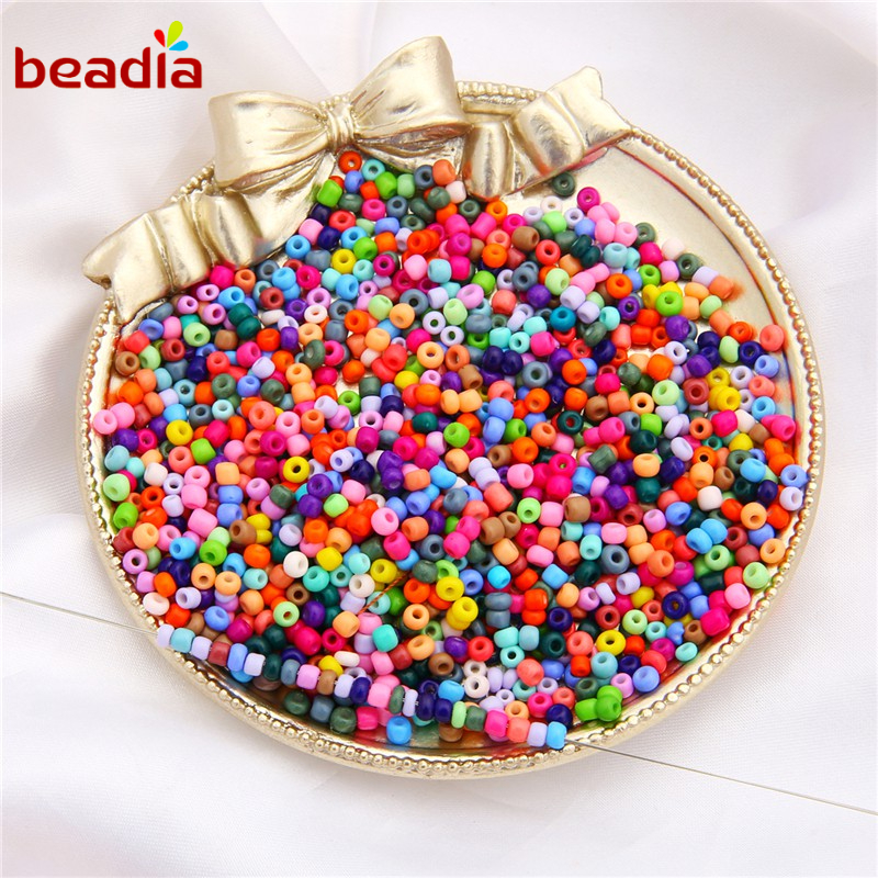 Beadia Hạt gạo thủy tinh màu trơn dùng làm đồ trang sức thủ công cao cấp với 30 màu bắt mắt
