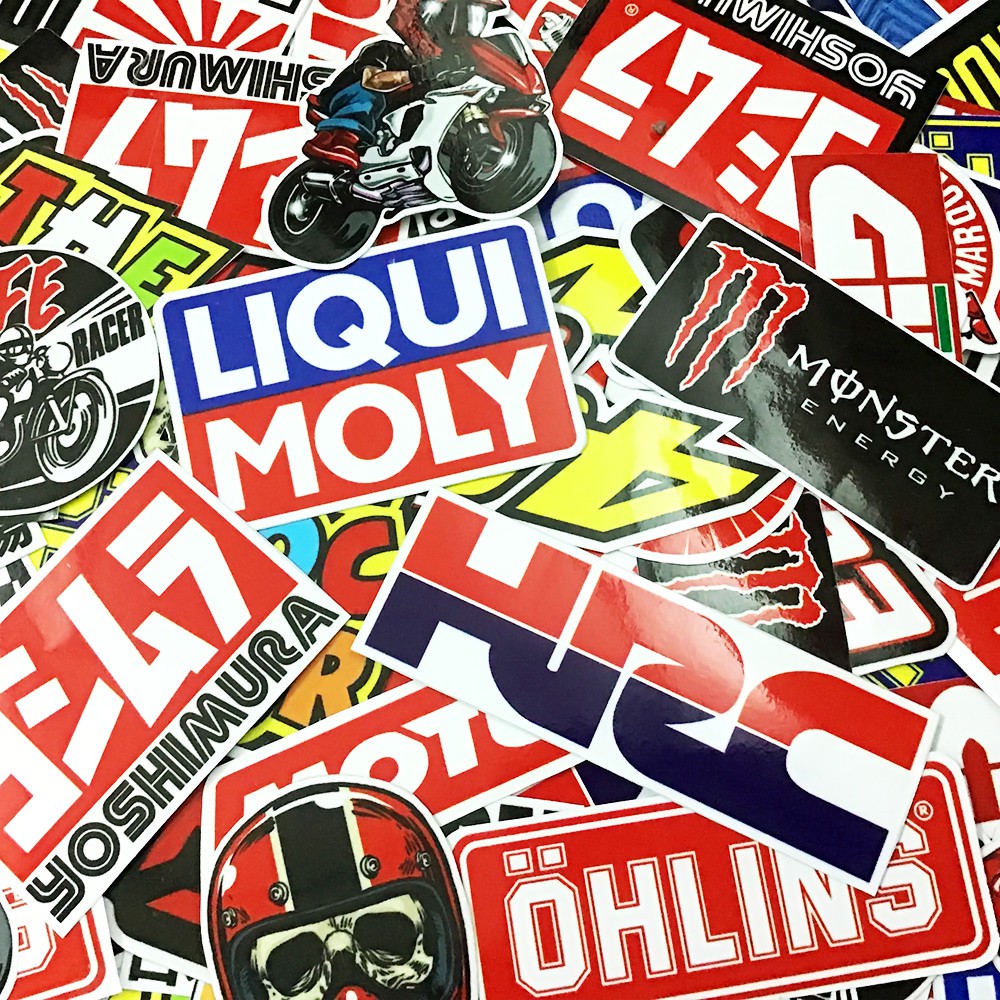 Tem Logo Xe Máy - Team Liqui Moly Ohlins AGV Monster Chống Thấm Nước Kích Thước Khổ A4