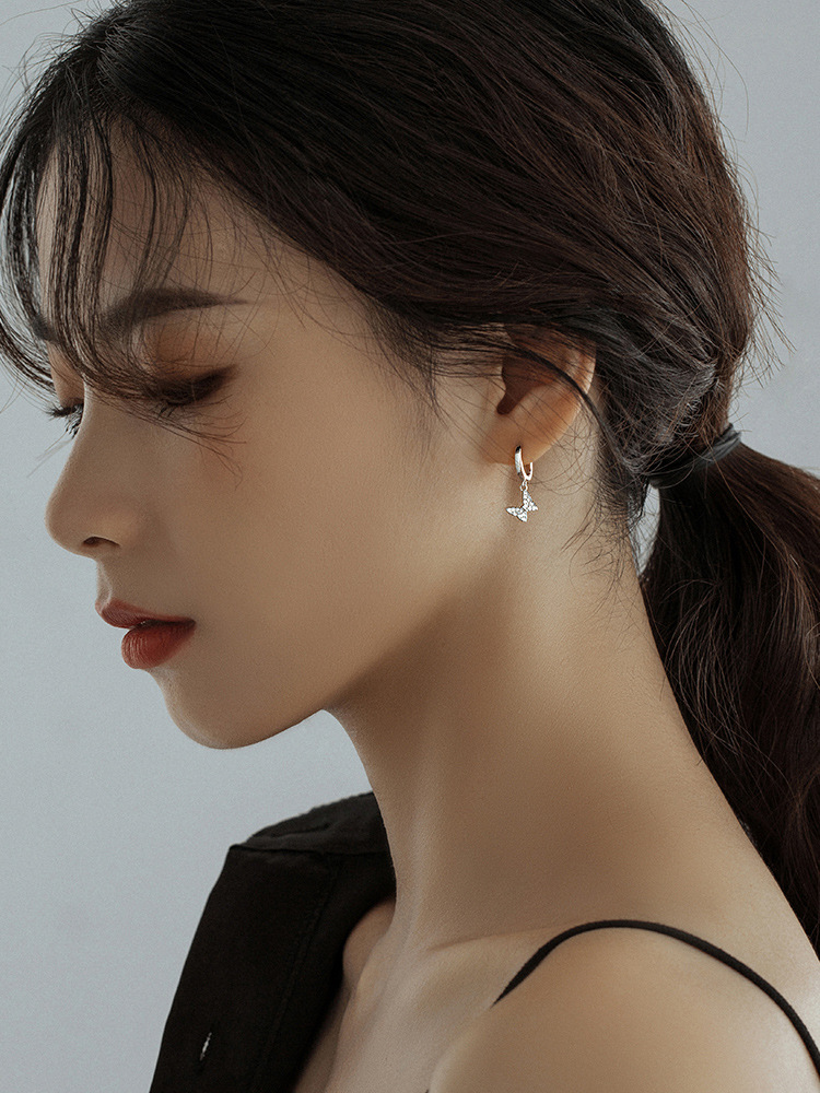 Khuyên Tai Hình Bướm Mạ Bạc S925 Thời Trang Cho Nữ