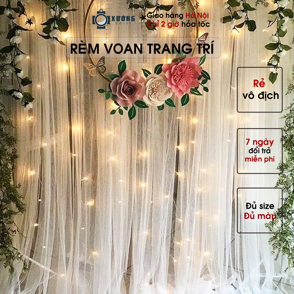 Vải voan lưới mềm trang trí sinh nhật, rèm voan dán cửa sổ, trang trí phòng Loại 1 - Khổ vải 1m7