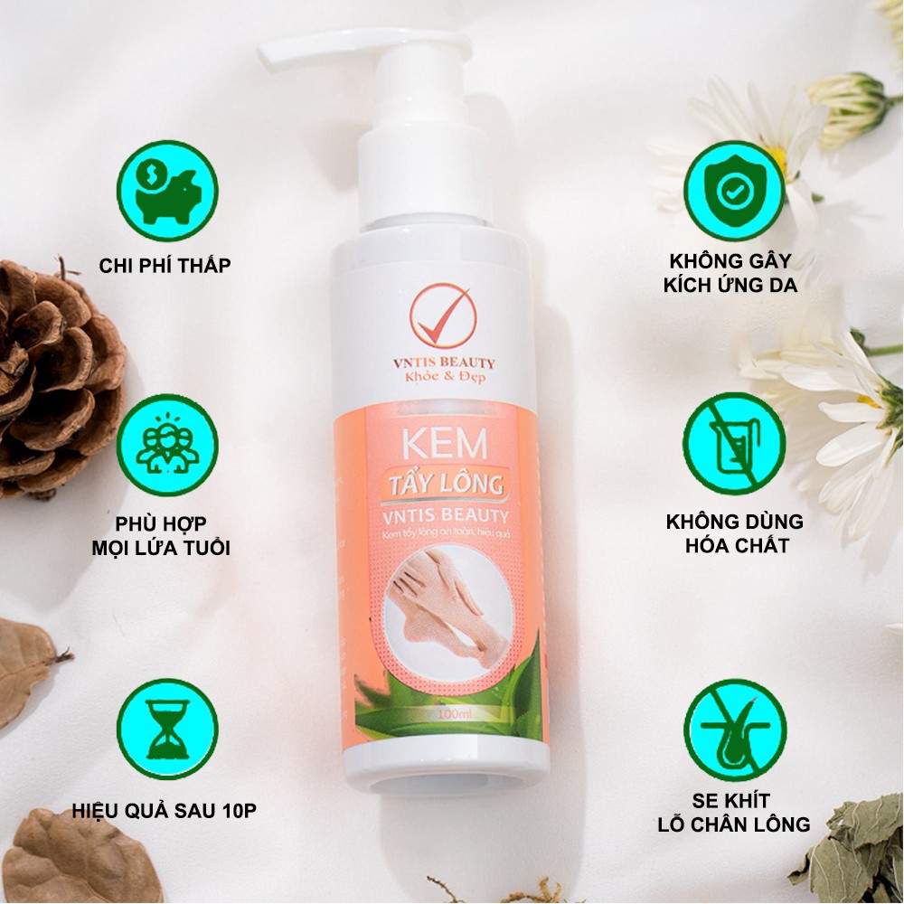 Kem tẩy lông từ trầu không và nha đam VNTIS Beauty an toàn tại nhà ko đau rát