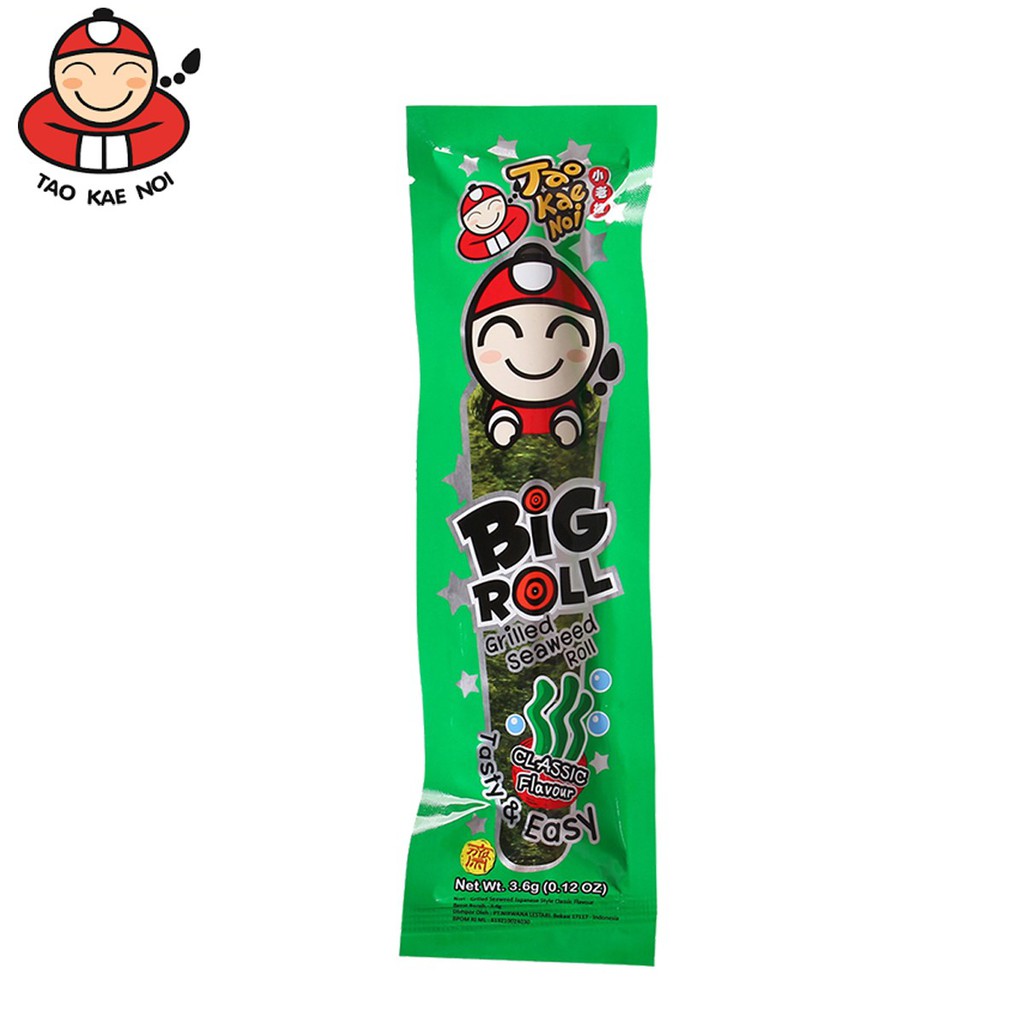 [ Hộp 12 gói] Snack rong biển ăn liền TaoKaeNoi BIG ROLL 3g/gói