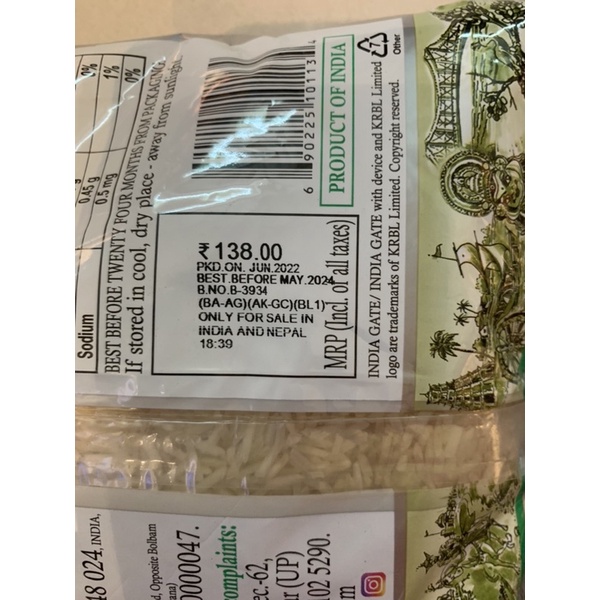 GẠO ẤN ĐỘ BASMATI RICE DUBAR 1KG