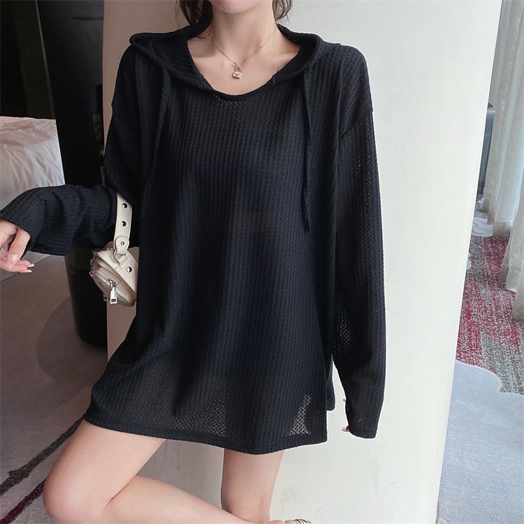 Áo Hoodie Dài Tay Màu Trơn Phong Cách Hàn Quốc Thời Trang