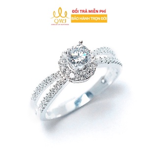 Nhẫn bạc QMJ Xoắn đá ổ chủ cao thiết kế sang trọng Q082