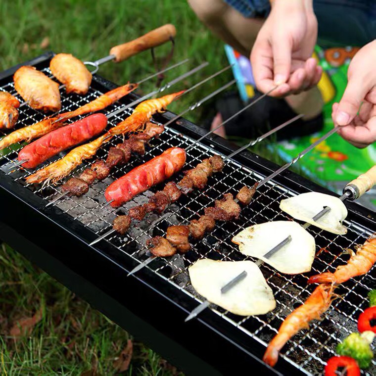 Bếp nướng than hoa nướng ngoài trời BBQ chất liệu inox cao cấp- Có Chân Đế, Tay Cầm Xếp Gọn Tiện Lợi T60