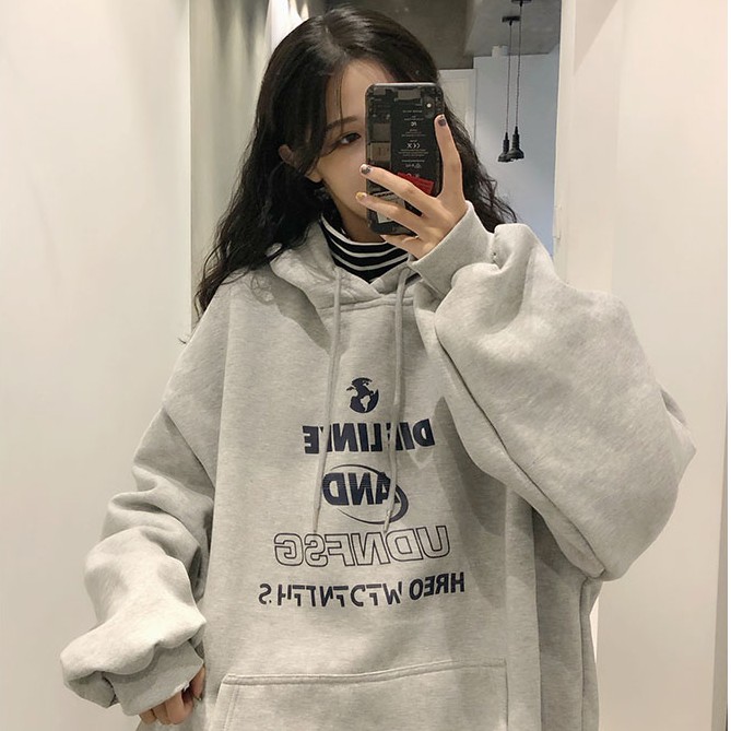 Áo Hoodie Tay Dài Hoạ Tiết Chữ In Phong Cách Ulzzang Hàn Quốc | BigBuy360 - bigbuy360.vn
