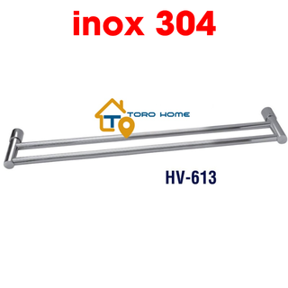 Thanh treo khăn inox 304 loại 2 thanh tròn HV-613 Toro Home, Cam kết chất liệu inox Chuẩn 304