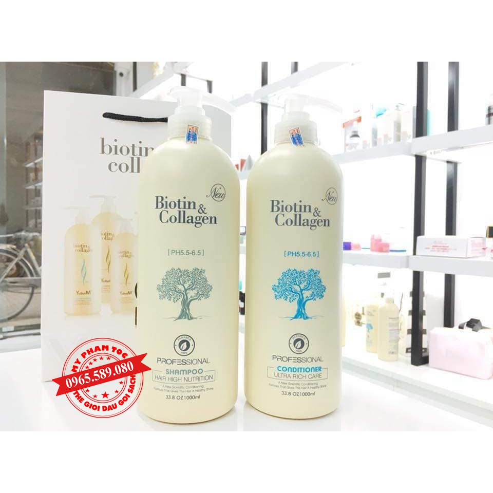 Cặp dầu gội xả Biotin Collagen | Giảm rụng tóc | Phục hồi tóc khô xơ, hư tổn | Hàng chính hãng