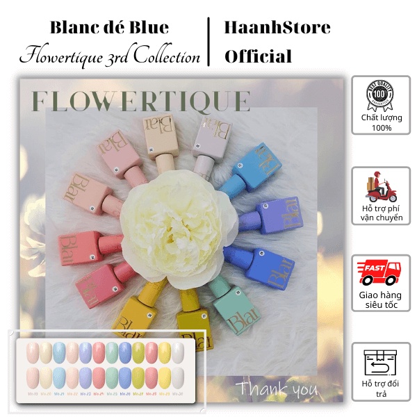 Blanc dé Blue Set sơn Gel 12 màu Flowertique 3rd Collection, Sơn gel Hàn quốc Blanc de Blue chính hãng