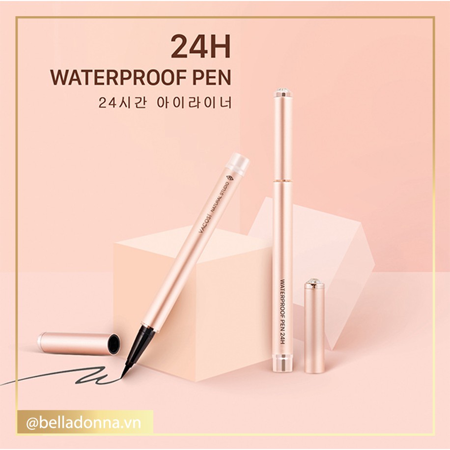 Kẻ Mắt Nước Đen Bóng Lâu Trôi Vacosi 24H Waterproof Pen 2g (Rose Gold)