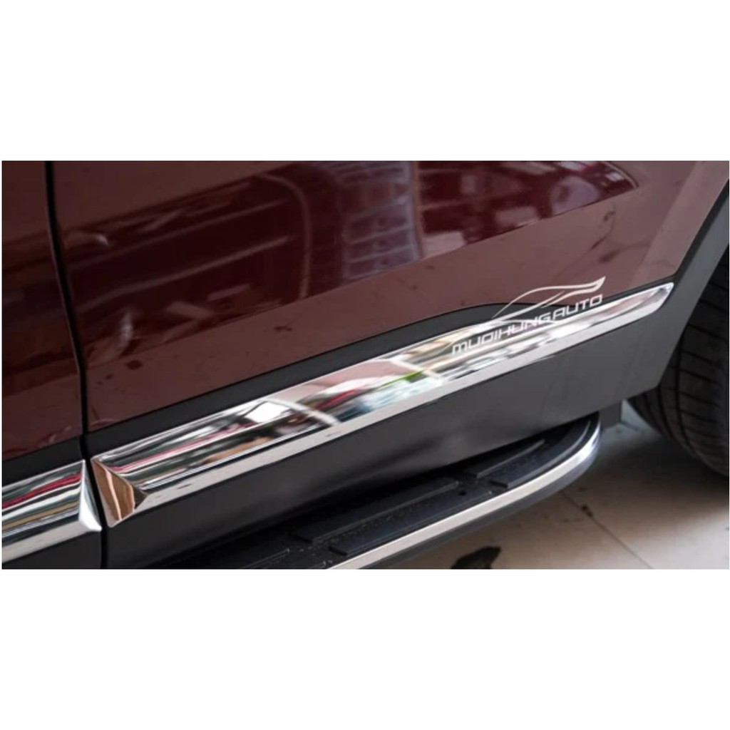 Bộ 4 Thanh Nẹp Sườn Trang Trí Xe SantaFe 2019 2020 2021 2022 Mạ Crom Cao Cấp Kiểu dáng thể thao cá tính