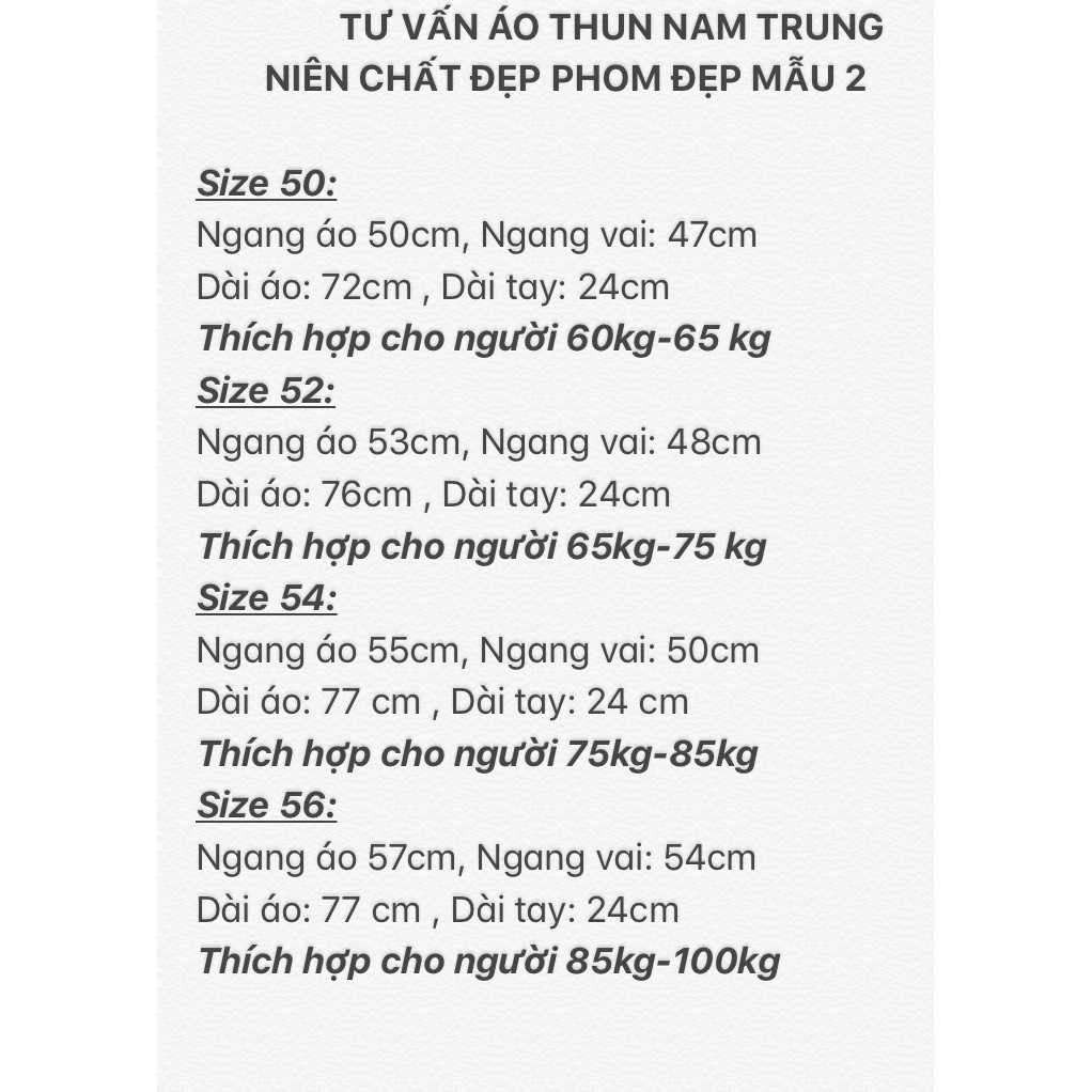 ÁO THUN NAM TRUNG NIÊN CHẤT ĐẸP PHOM ĐẸP ( Mẫu 2) CHO NGƯỜI TỚI 100KG