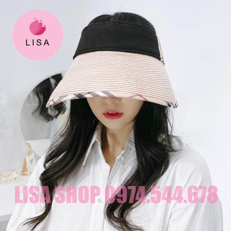 [HÀNG LOẠI 1- CAO CẤP]  Mũ cói nửa đầu, nón cói đầu trống rộng vành gắn nơ sau phong cách Hàn Quốc Lisa, M30