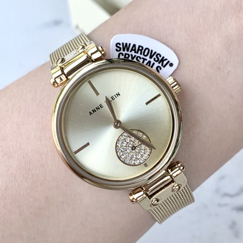 Đồng hồ ANNE KLEIN nữ model AK/3000CHGB dây mesh tone gold sang trọng