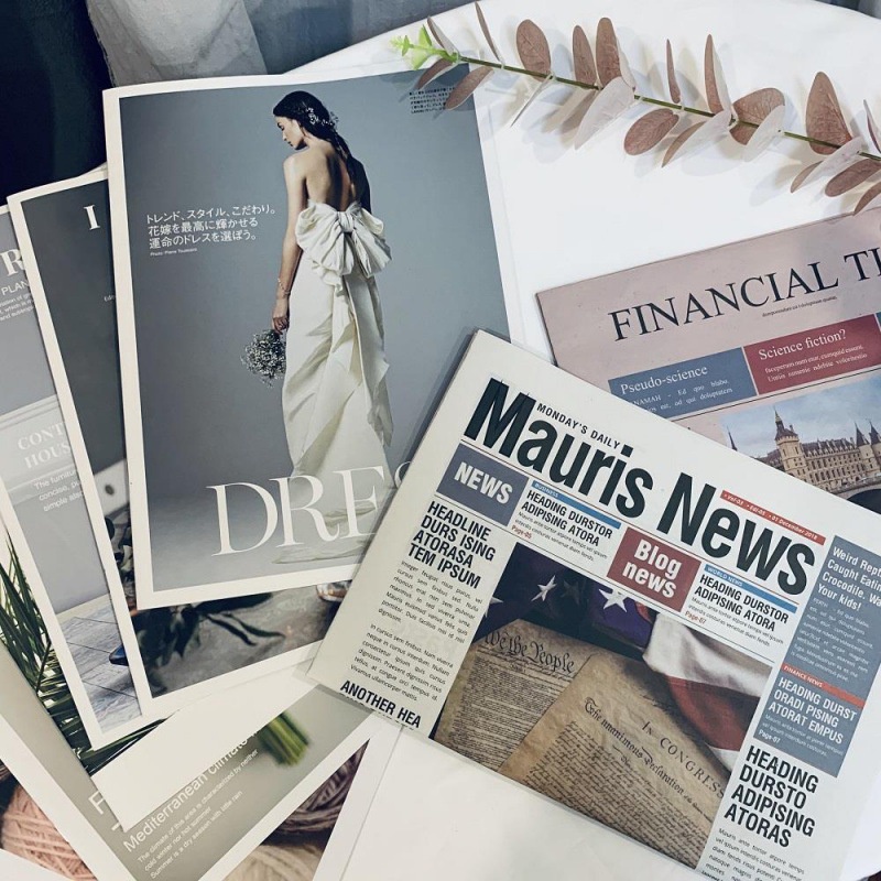 Báo nước ngoài phong cách retro, trang trí decor, phụ kiện chụp ảnh