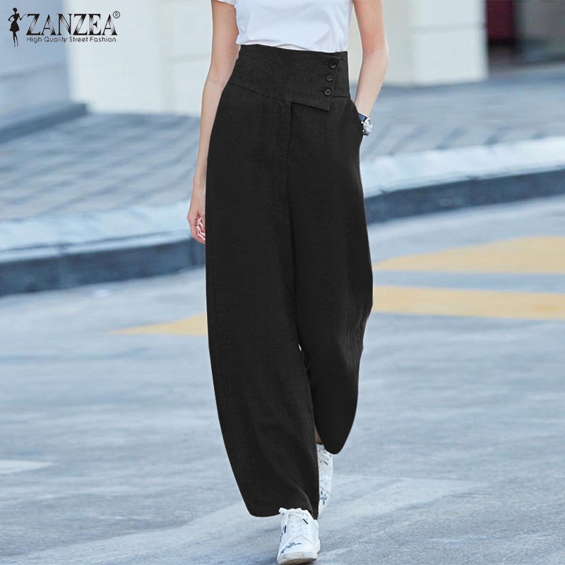 Quần dài Zanzea ống rộng khóa kéo trước thời trang