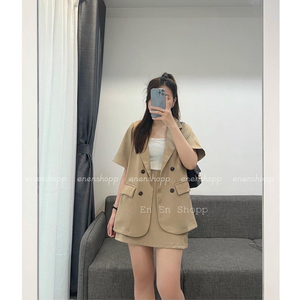 Set vest đùi công sở cao cấp đồ bộ nữ thiết kế áo vest blazer TL255