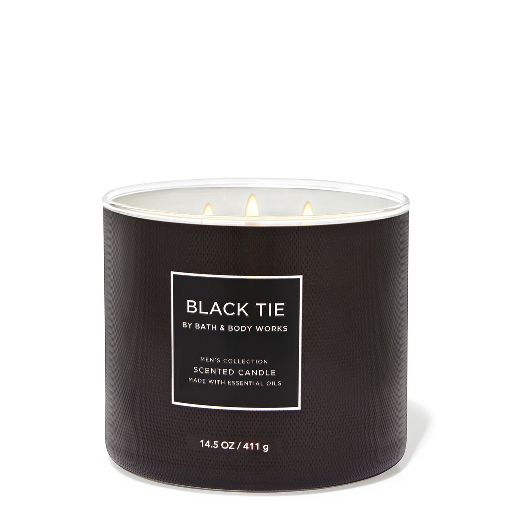 Nến thơm hương nước hoa nam Bath and Body Works BLACK TIE 3 bấc