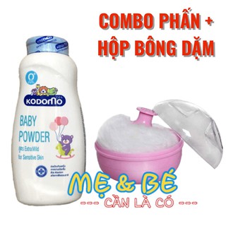 Combo phấn rôm, phấn dưỡng ẩm cho bé kèm hộp bông dặm phấn