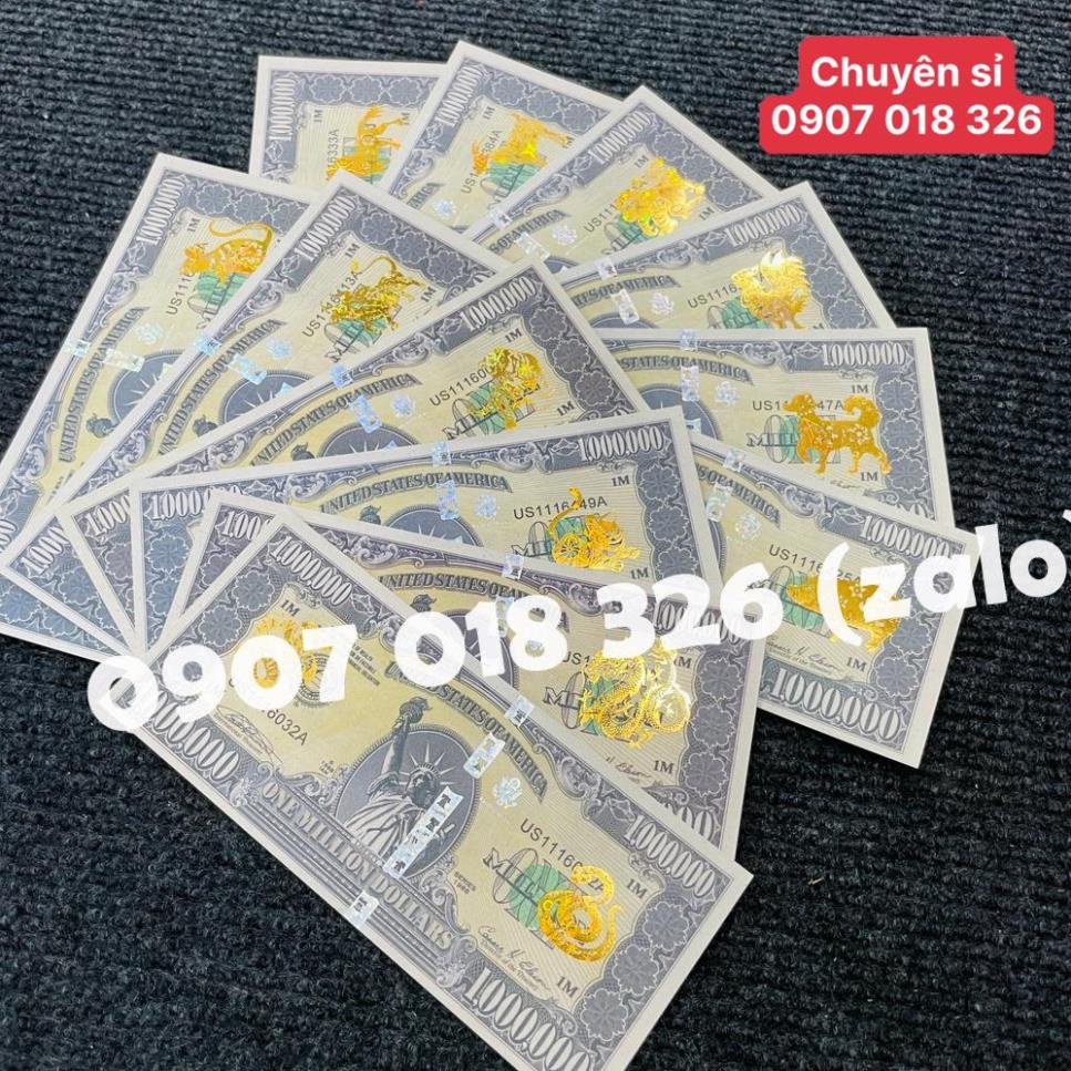 Tờ tiền 1 triệu đô Mỹ 12 con giáp mạ vàng, có bảo an phát quang, tặng bao lì xì