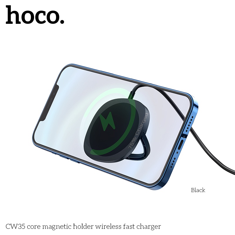 ĐẾ SẠC NHANH KHÔNG DÂY 15W KIÊM GIÁ ĐỠ ĐIỆN THOẠI - HOCO CW35