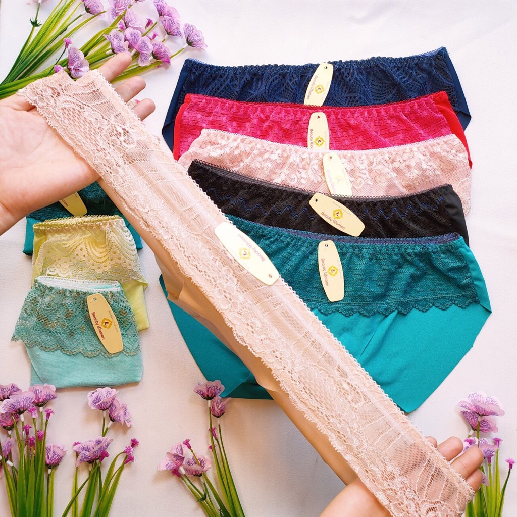 Quần lót đúc su thun lạnh pha ren ngang thoáng mát siêu đẹp 086