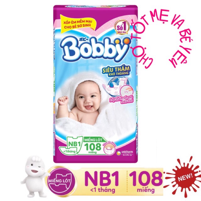  MIẾNG LÓT SƠ SINH BOBBY NEWBORN 1 - 108 MIẾNG