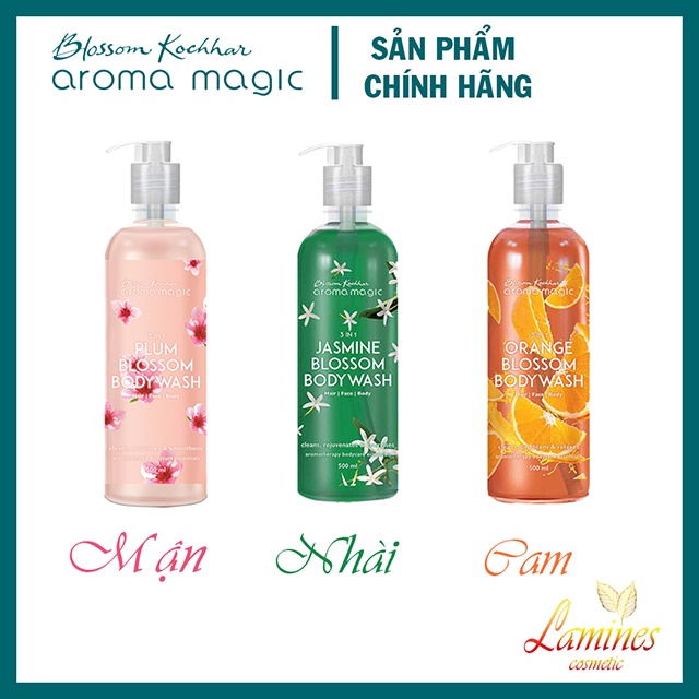 Sữa Tắm Trắng Da Aromamagic | Aroma Magic Jasmine Blossom, Plum Blossom, Orange Blossom Bodywash 3in1 Dung Tích 500ml
