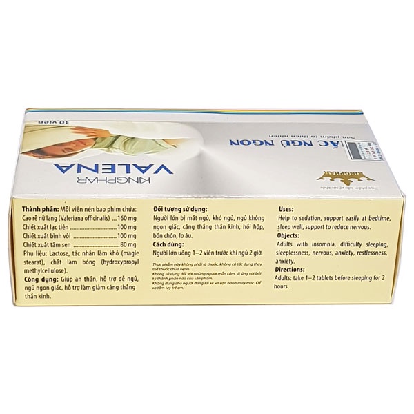 Viên Ngủ Ngon Valena Kingphar – Giúp hỗ trợ an thần, ngủ ngon, giảm căng thẳng lo âu