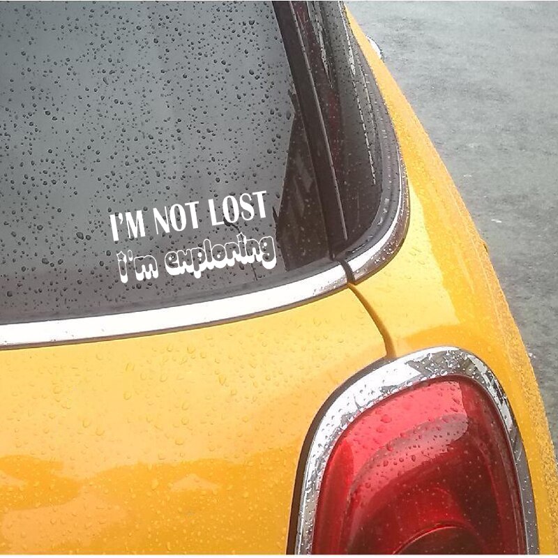 Decal dán trang trí xe hơi hoạ tiết I'M NOT LOST I'M EXPLORING bằng chất liệu vinyl kích thước 17CM*8.5CM