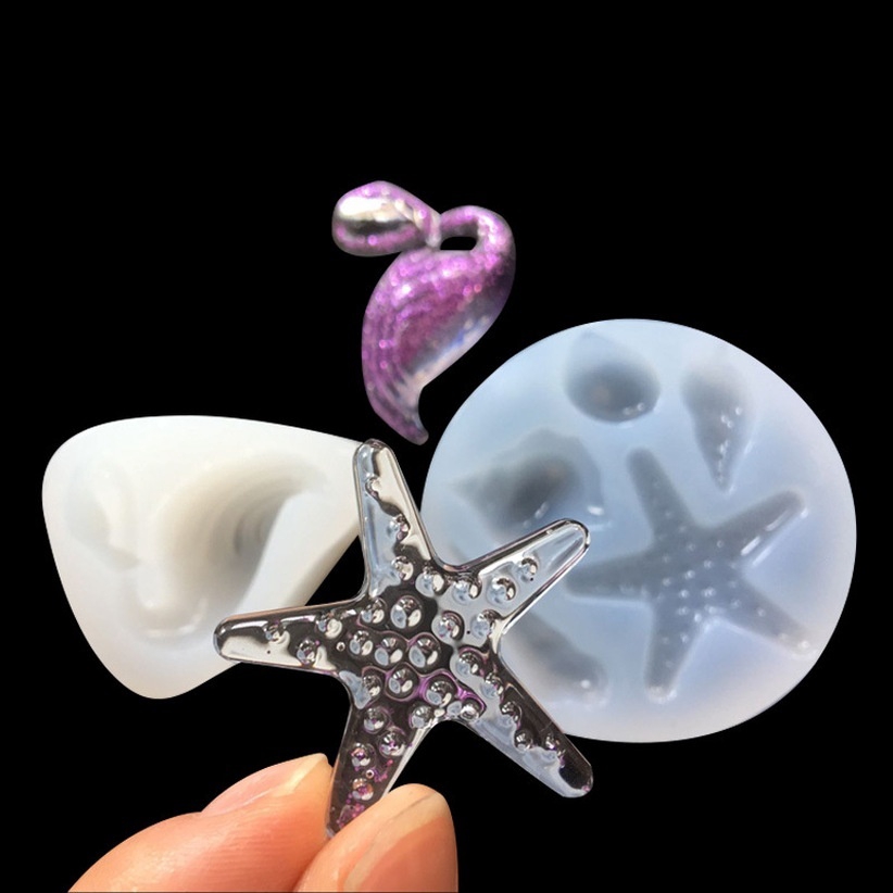 Khuôn Silicone Làm Mặt Dây Chuyền Hình Sao Biển / Hồng Hạc 3d Độc Đáo