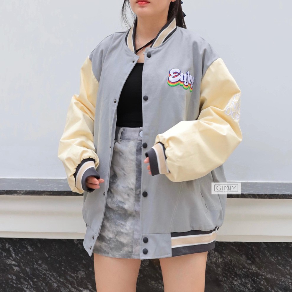 Áo Khoác Bomber Enjog TK 02| Khoác Bomber Nữ| Form Rộng| Áo Bóng Chày | BigBuy360 - bigbuy360.vn
