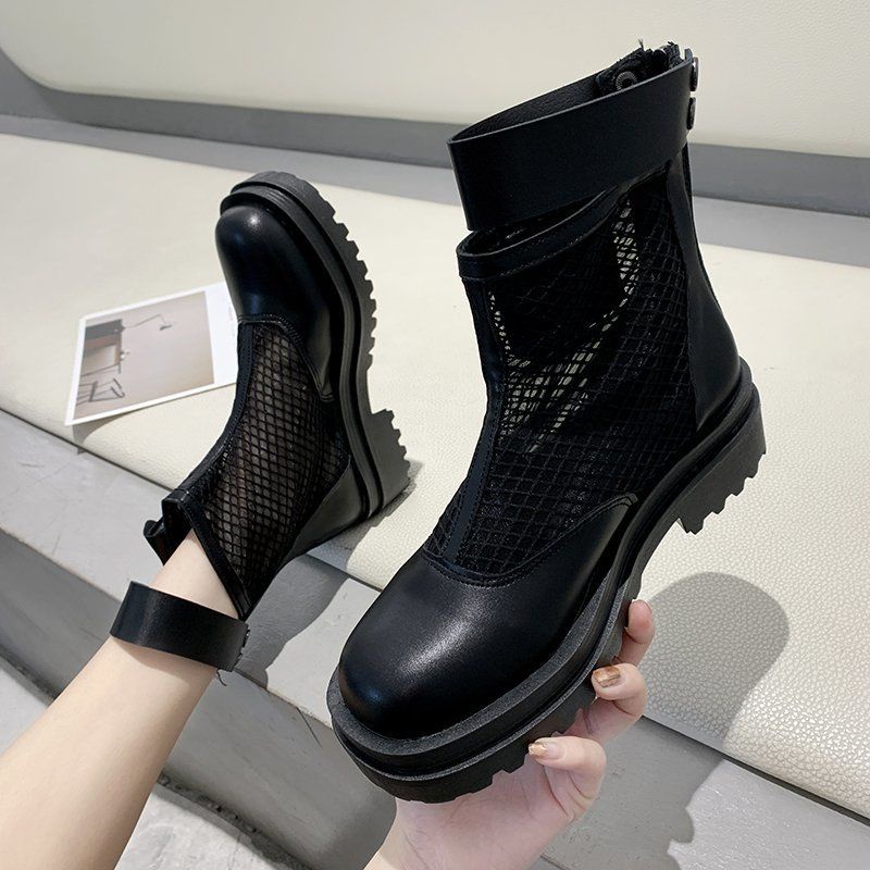 High Tube Breathable Mesh Sandal Boots2021New European Korean Style All-Match Platform Hollow-out Dr. Martens Boots Summer Sandals