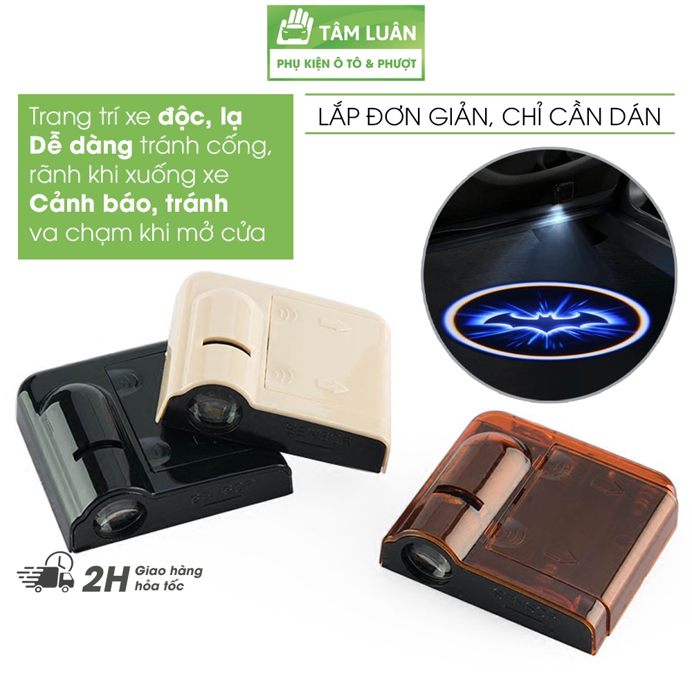Đèn led chiếu hình, logo gắn cửa trang trí ô tô không dây, phụ kiện oto Tâm Luân