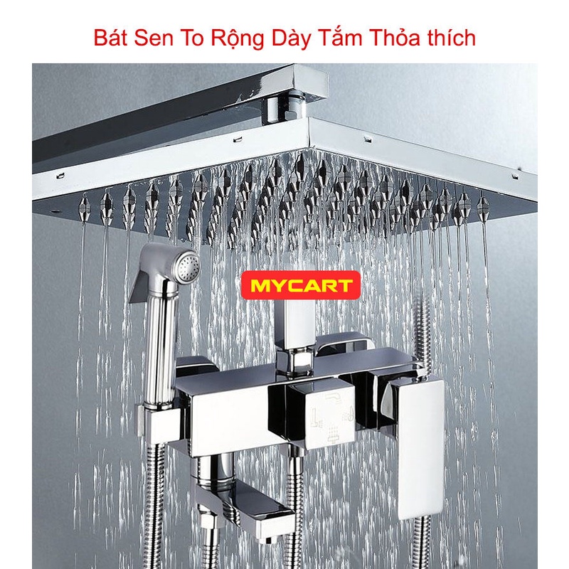 Bộ Sen cây tắm đứng, Sen vòi tắm nóng lạnh INOX 304 Cao cấp 4 Núm Xoay - Hàng mới 2022