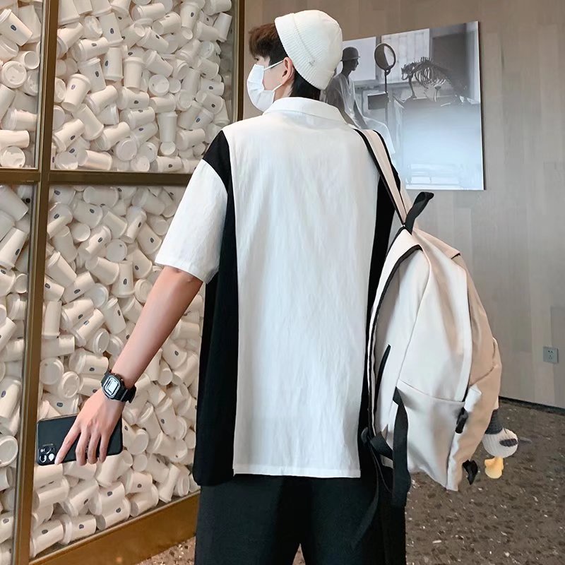 áo polo simple hàn quốc áo phông bông thời trang unisex áo thun nam có cổ phong cách Hàn Quốc streetwear Áo thun tiếng Nhật polo nam đen trắng from rộng áo thun có cổ nữ