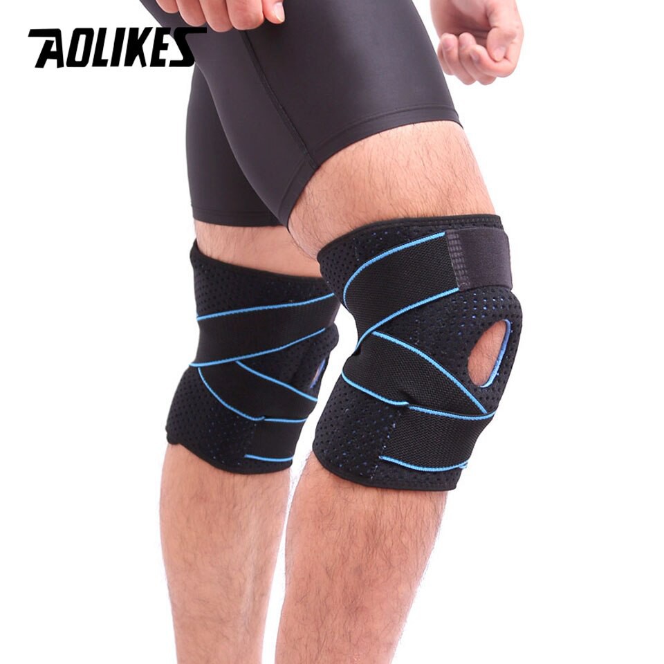 Bộ 2 đai bảo vệ khớp gối AOLIKES A-7908 có lò xo trợ lực cao cấp sport knee pad