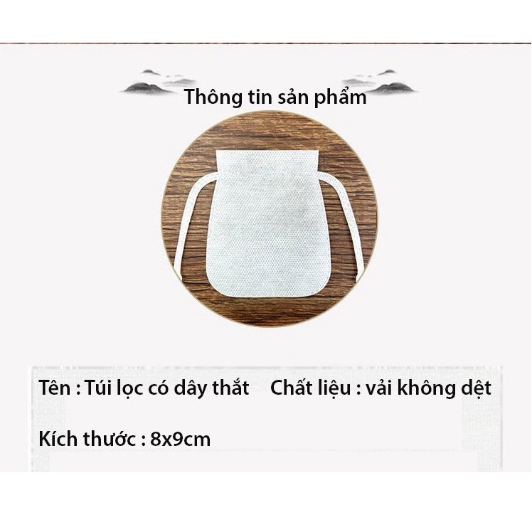 Combo 50 túi lọc trà, vải không dệt có dây thắt, kiểu dáng hũ có tai, tăng tốc độ lọc, thẩm thấy tốt - HVL TEA