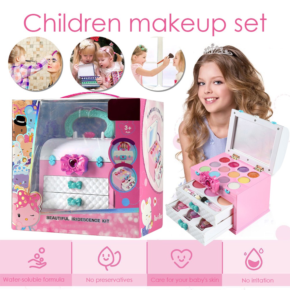 Non Toxic and Washable Kids Makeup set,Girl Pretend Play Makeup Set Cosmetic Kit Toy With Portable Box For Children Gifts,Makeup set for Kids Real