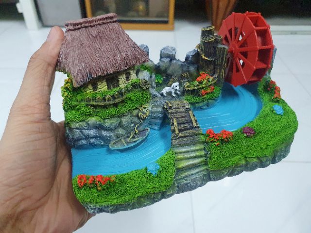 CẢNH NÚI BÁNH QUAY TRANG TRÍ HỒ CÁ NON BỘ 17X9X11CM