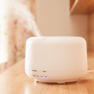 Máy Khuếch Tán Tinh Dầu + Tặng Tinh Dầu Sả Chanh 10ml - Máy Phun Tinh Dầu Siêu Âm Trụ Trắng Phun Sương