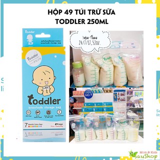 ( Hộp 49 túi 7 màu sắc ) Túi trữ sữa 250ml toddler Thái Lan