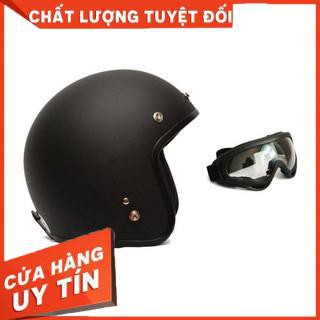 [ XẢ KHO 3 NGÀY ] Mũ bảo hiểm 3/4 Đen Trơn ❤️freeship❤️Nhựa ABS Chống Va Đập Tốt - BH 6 Tháng RiBô