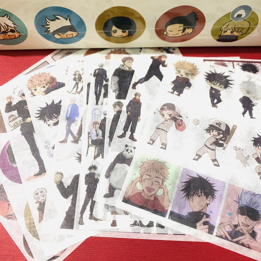 (1 tấm) Ảnh dán CHÚ THUẬT HỒI CHIẾN Jujutsu Kaisen sticker anime chibi trang trí xinh xắn