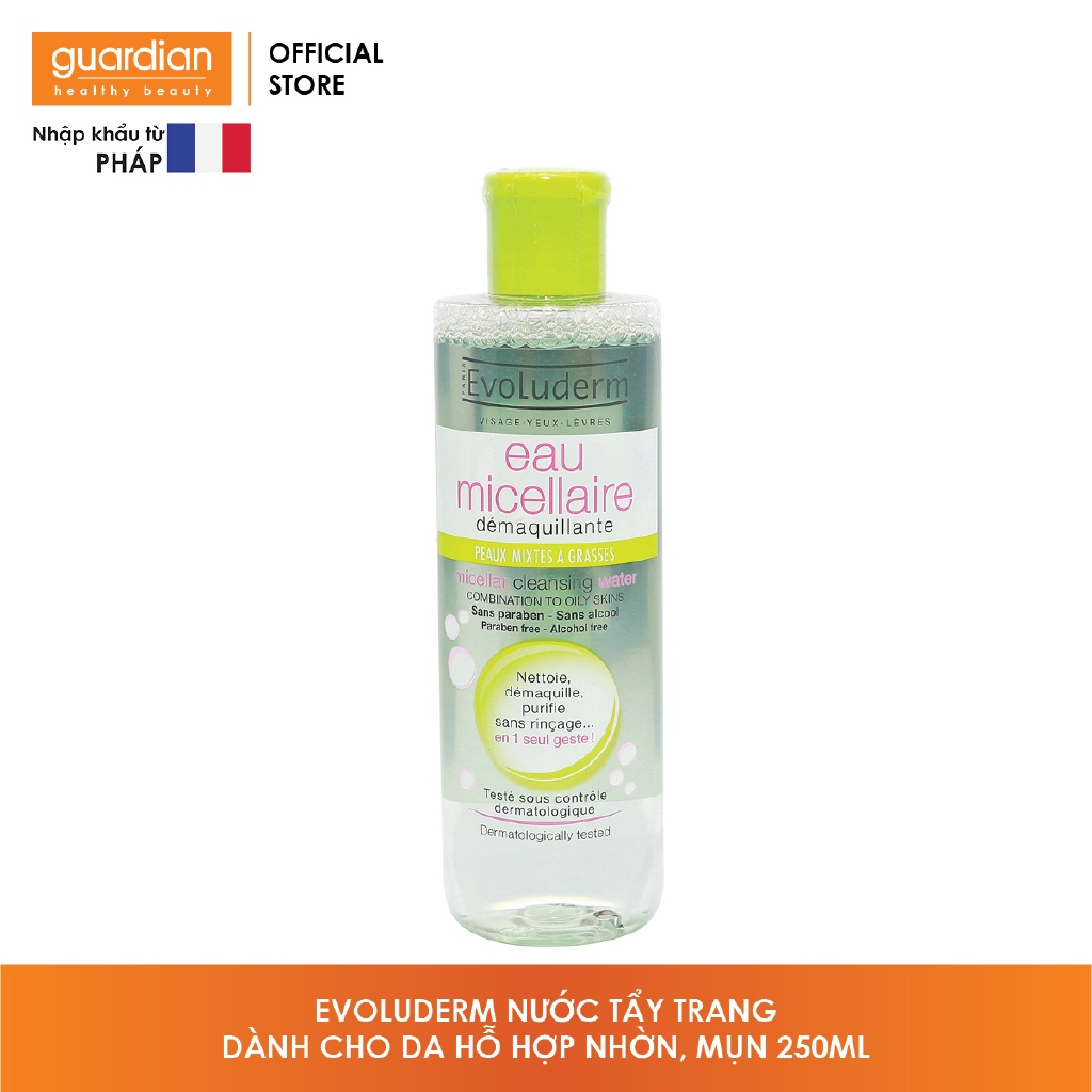 Nước tẩy trang dành cho da hỗ hợp nhờn, mụn EVOLUDERM 250ml