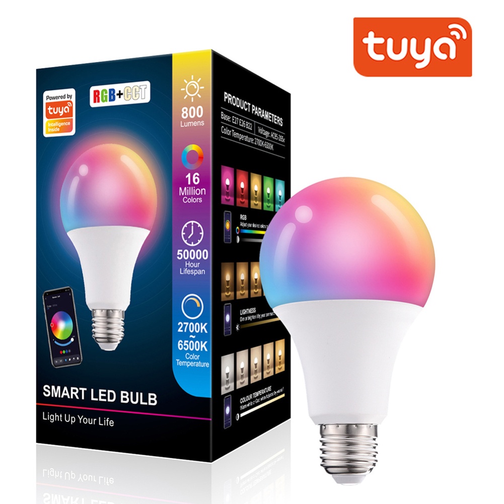 Bóng Đèn Thông Minh Wifi 10W E27 Led Rgb Điều Chỉnh Độ Sáng Với Ứng Dụng Tuya Vida Điều Khiển Bằng Giọng Nói Cho Google Home Alexa Cloud1