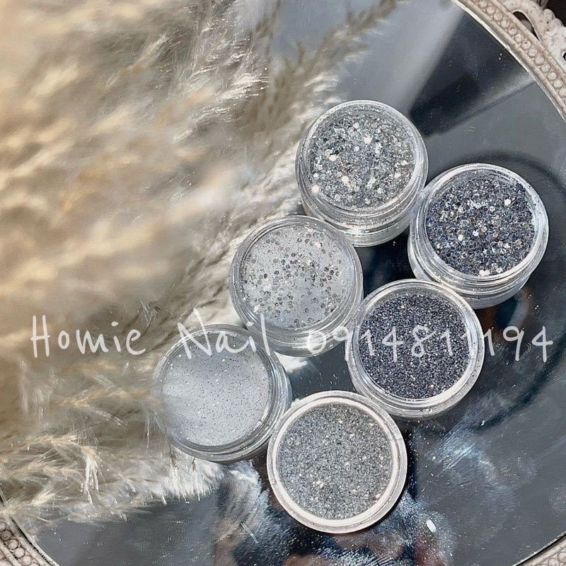 Set 6hũ màu nhũ Ánh Bạc lấp lánh